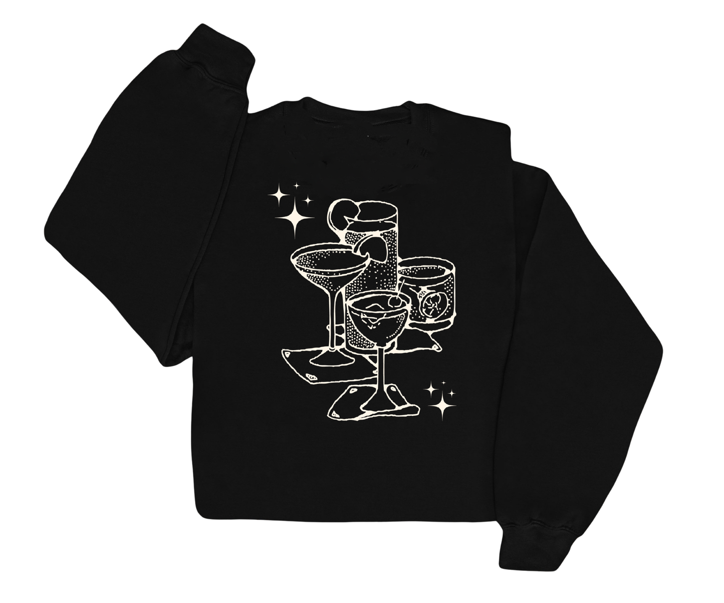 Embroidered/ Puff Print Happy Hour Crewneck