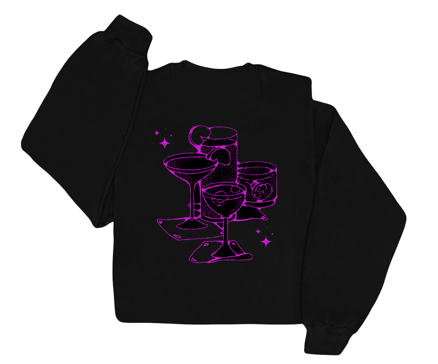 Embroidered/Puff Print Happy Hour Crewneck