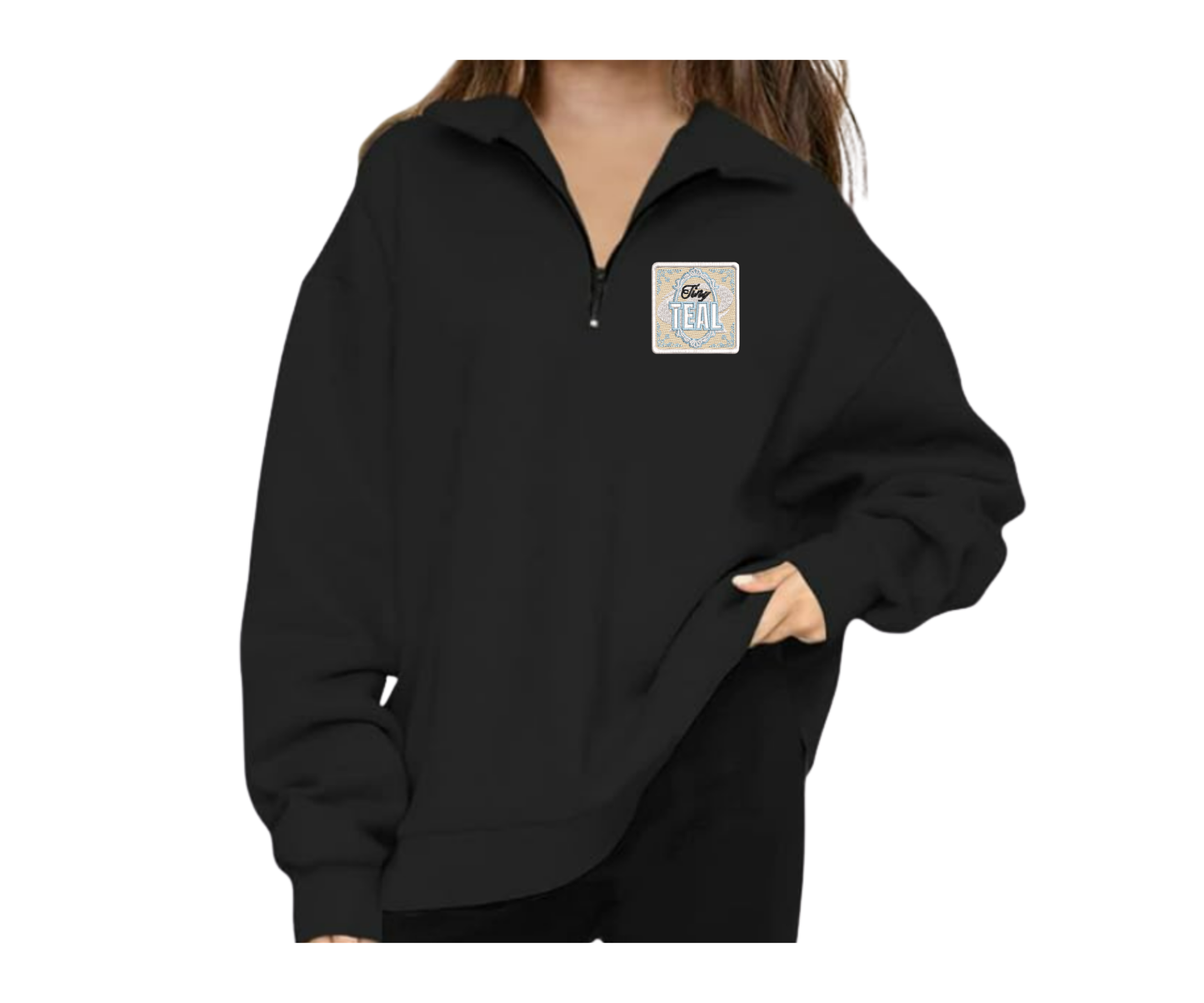 Embroidered Youth Tiny Teal Quarter Zip
