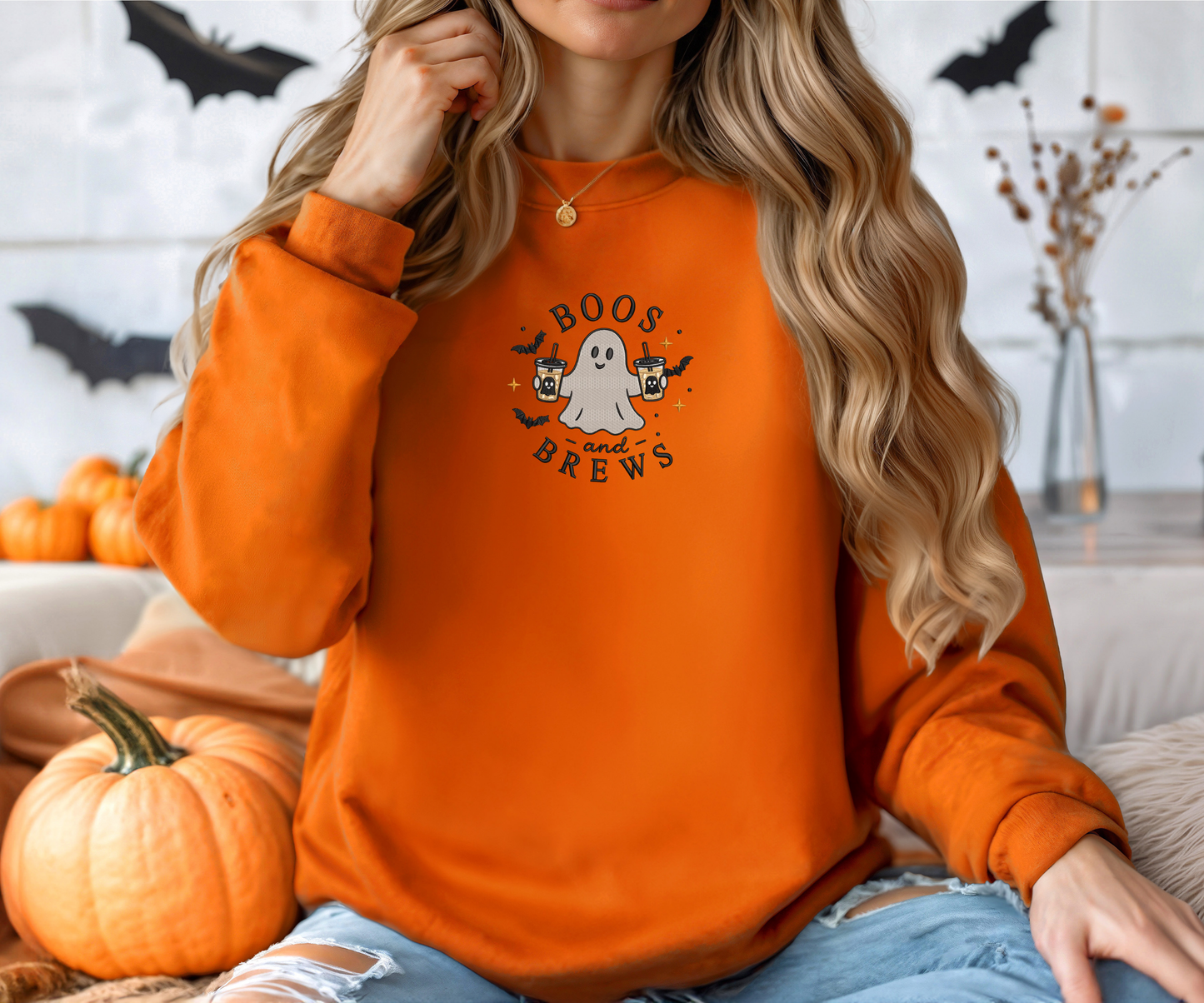 Embroidered Halloween Crewneck