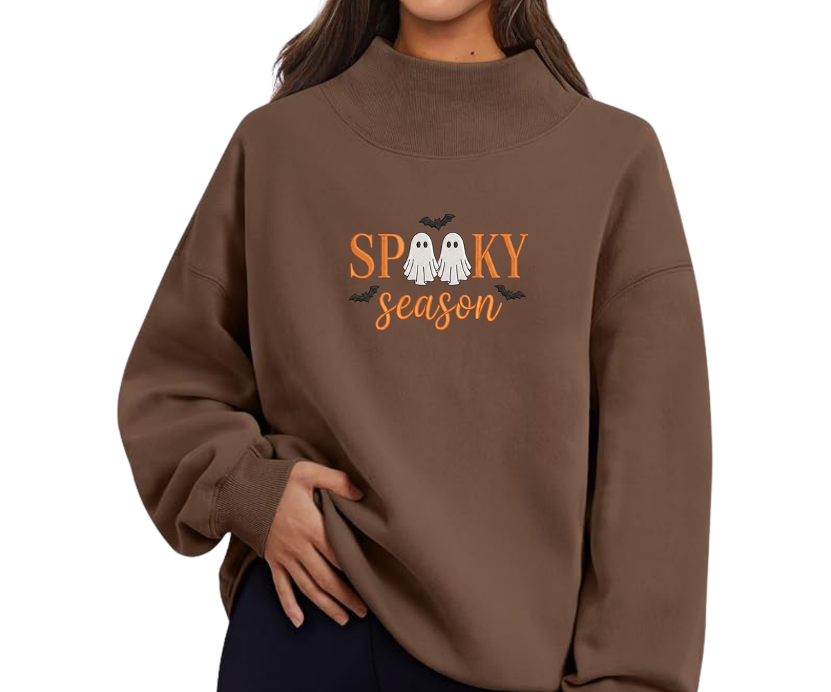 Embroidered Spooky Season Crewneck OR Mock Neck
