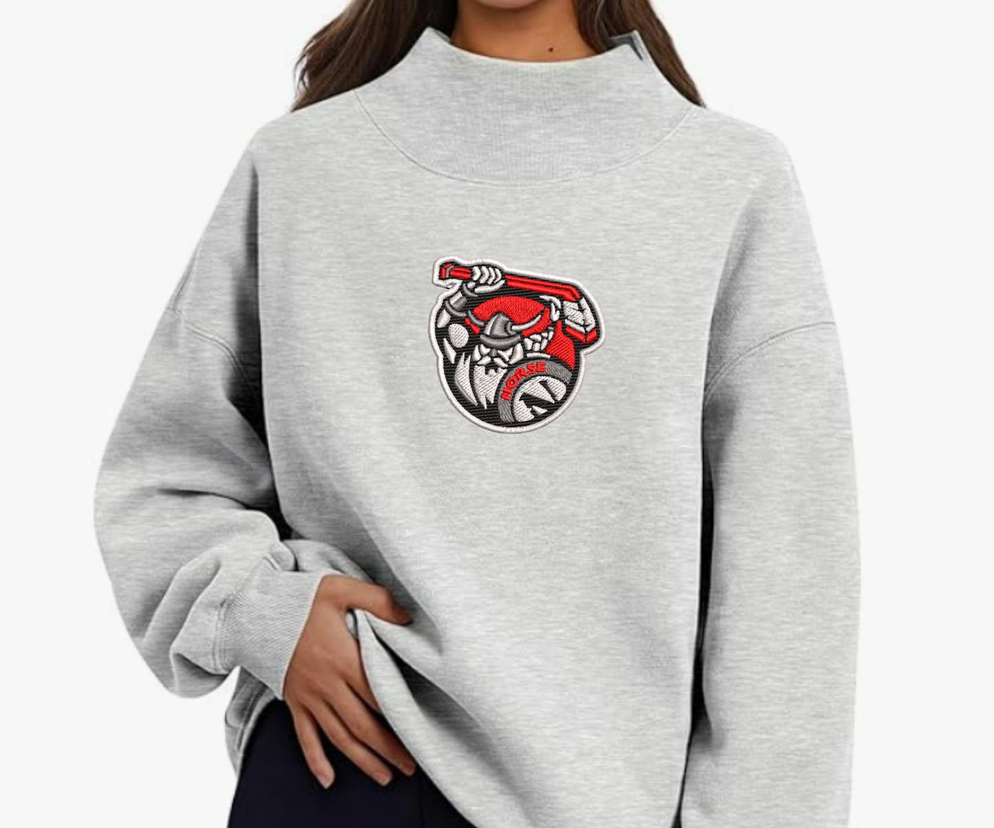 Embroidered Norse Hockey Mock Neck