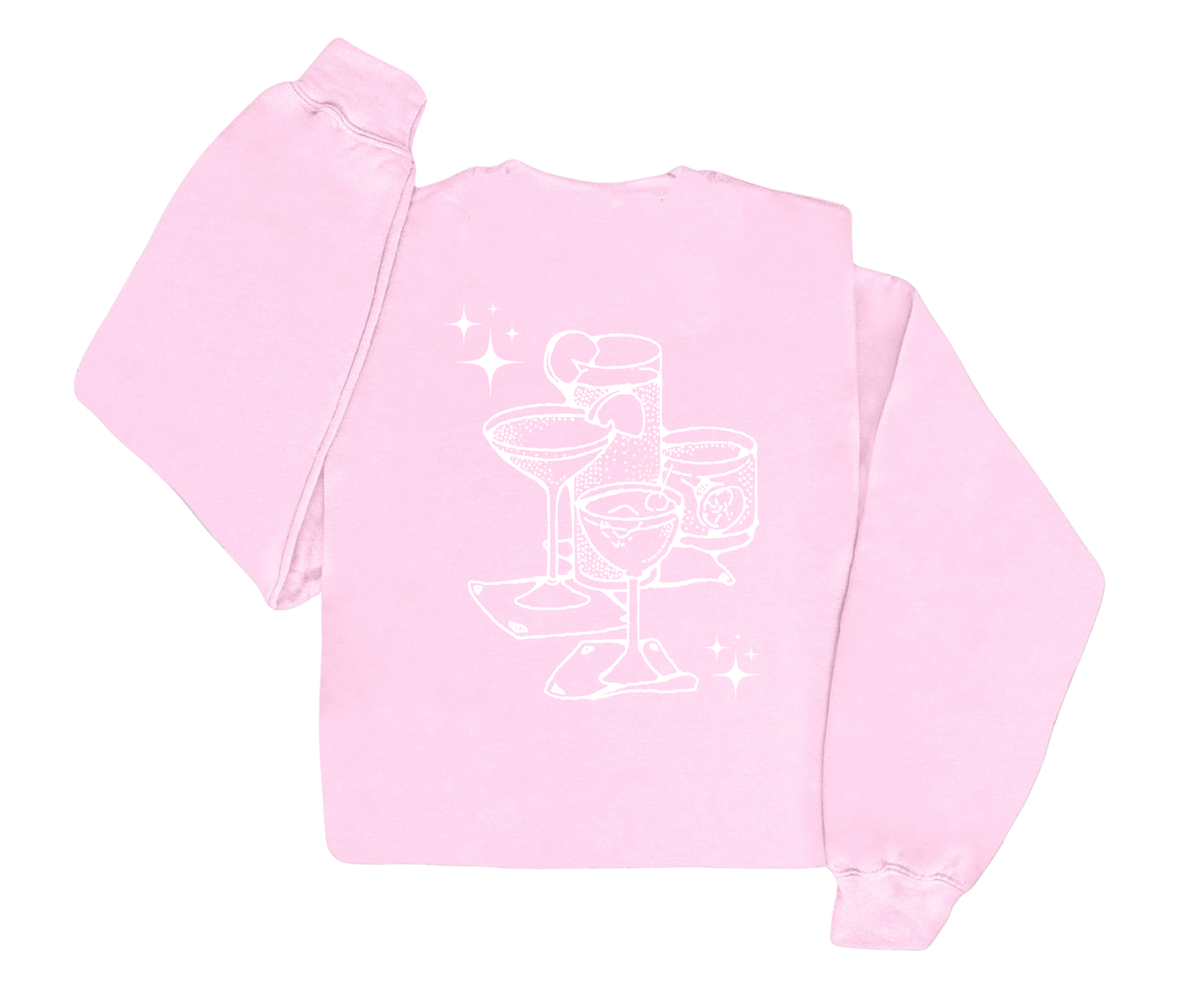 Embroidered/Puff Print Happy Hour Crewneck