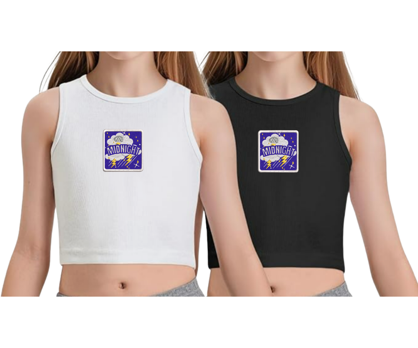 Embroidered Youth Midnight Cropped Tank
