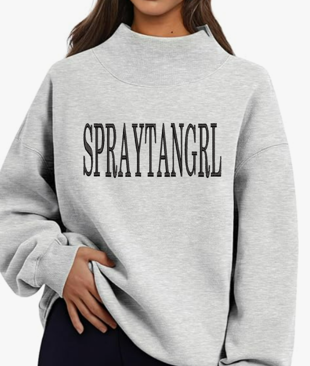 Embroidered SPRAYTANGRL Mock Neck