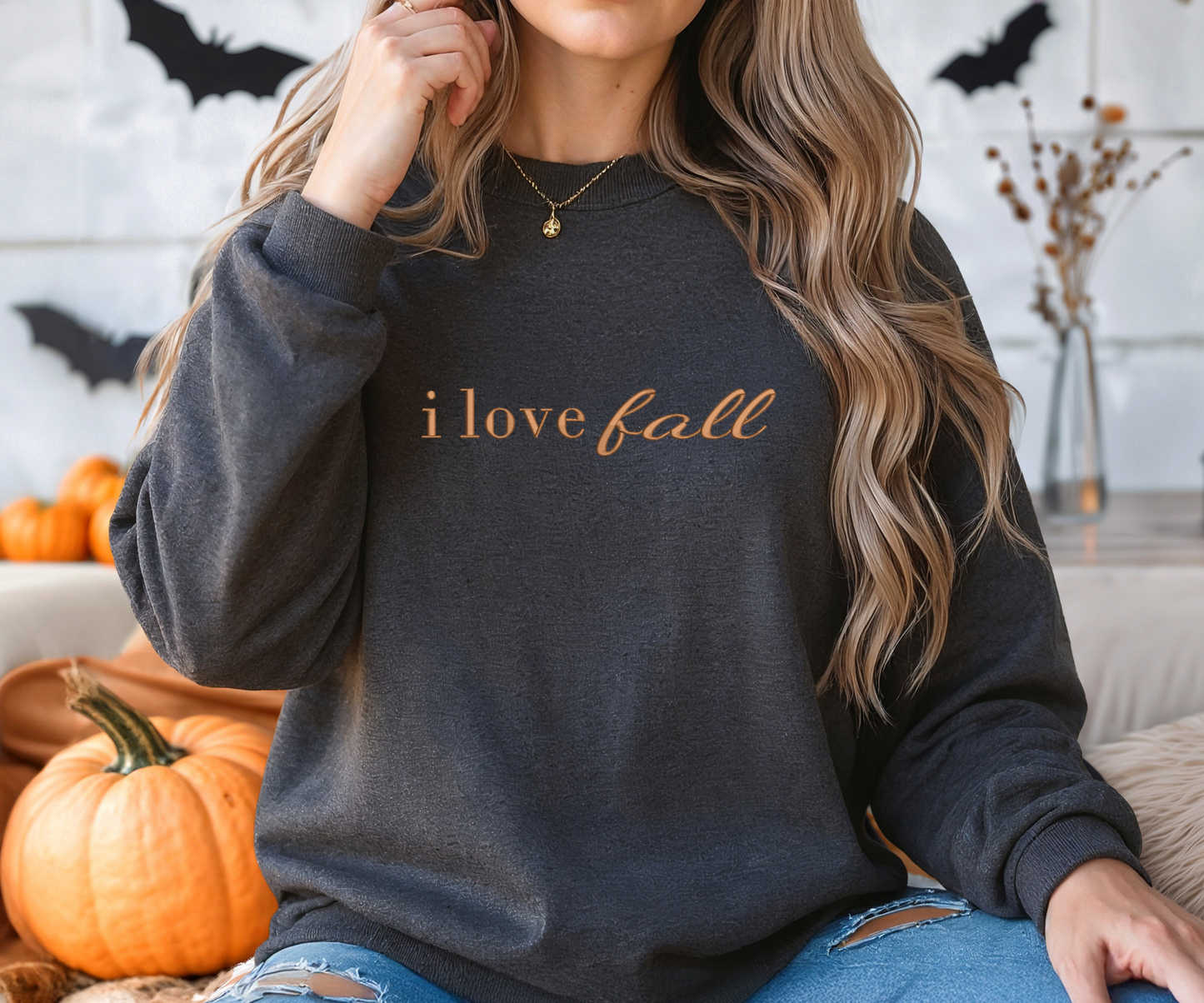 Embroidered I Love Fall Crewneck