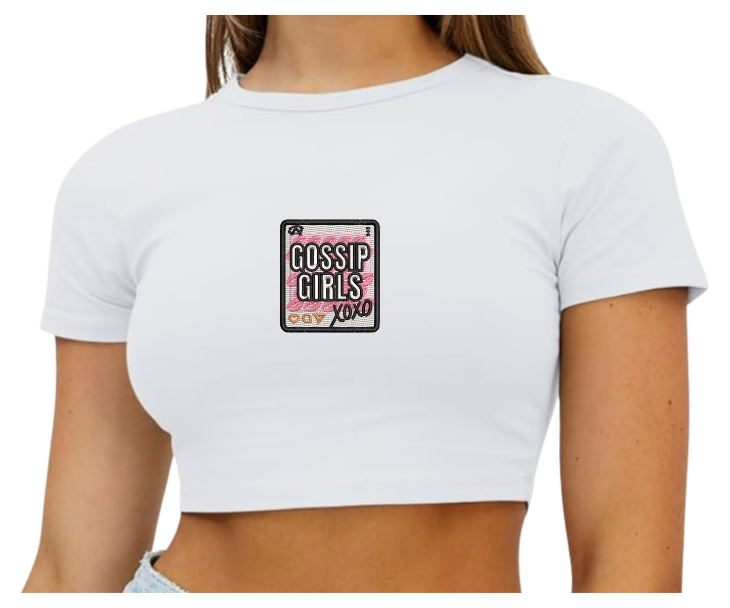 Embroidered Gossip Girls Crop Top