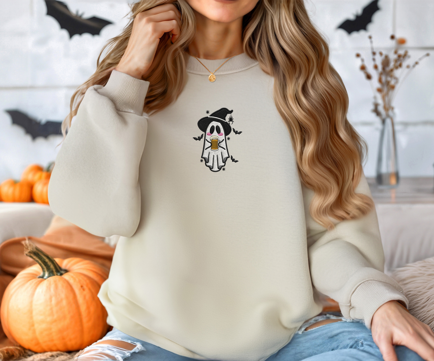 Embroidered Ghost Crewneck