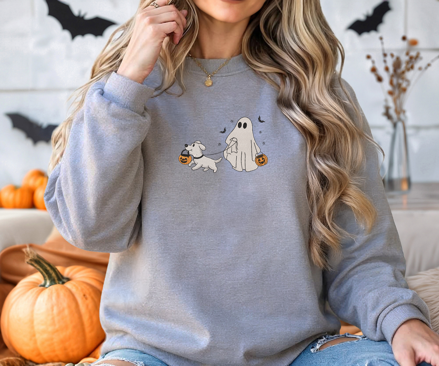 Embroidered Halloween Crewneck