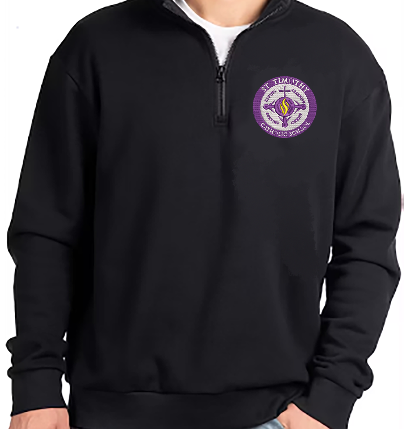 Embroidered St Timothy Logo Quarter Zip Fleece