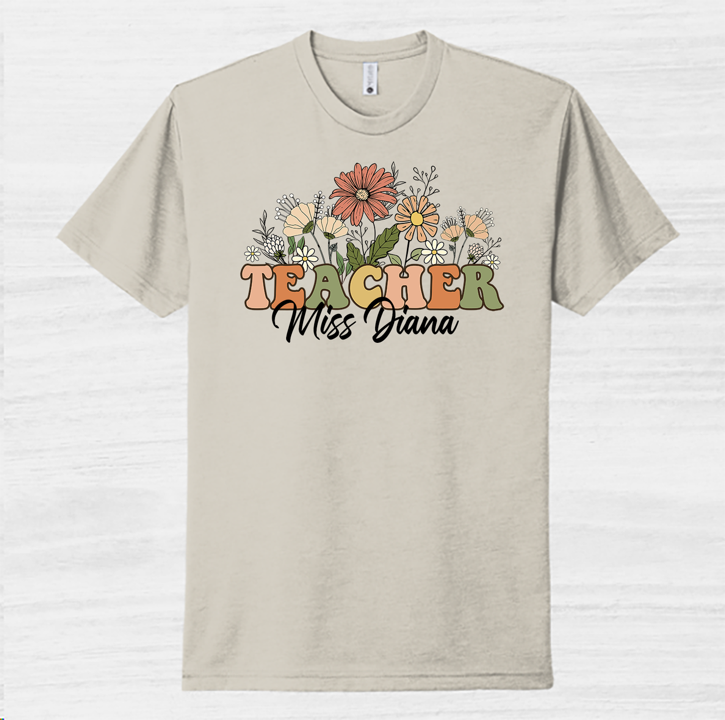 Personalized Wild Flower teacher T-shirt