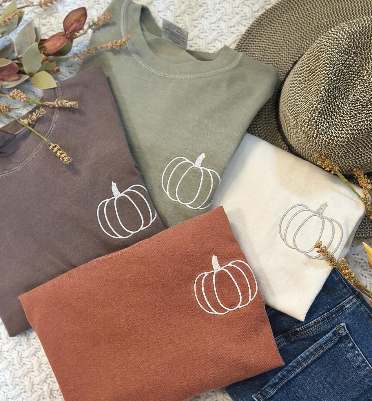 Embroidered Pumpkin Tee