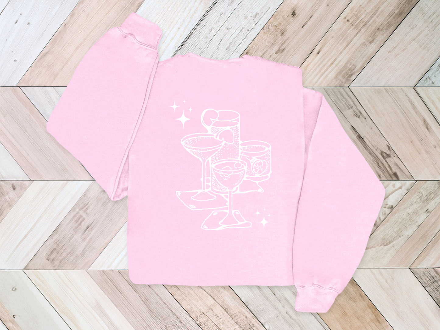 Embroidered/ Puff Print Happy Hour Crewneck