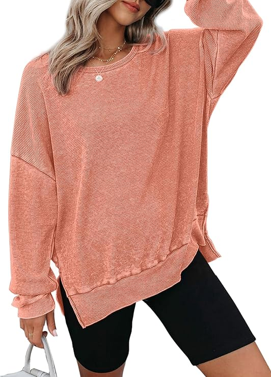 Embroidered Oversized Waffle Knit Crewneck