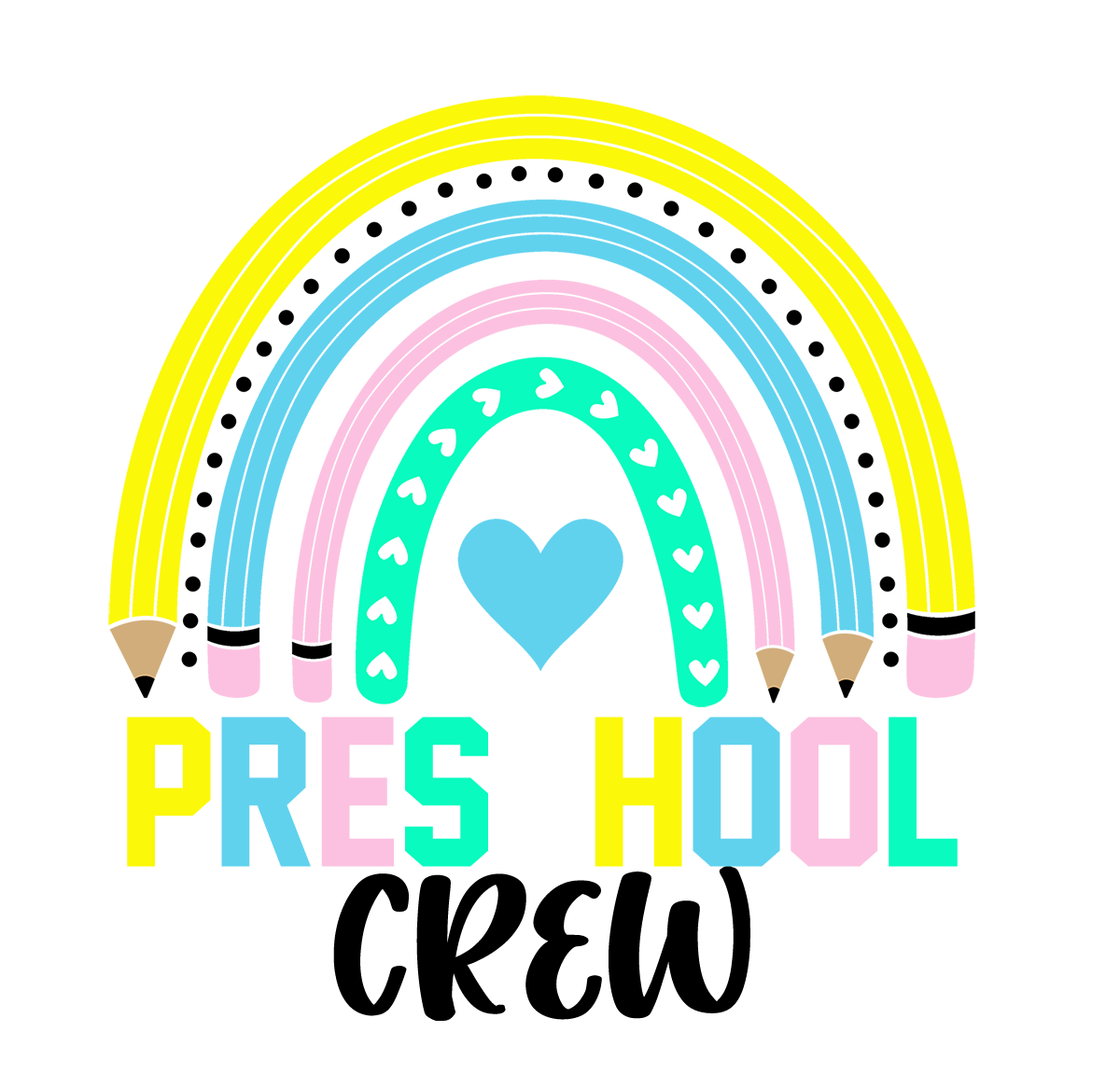 Ladies Short Sleeve Preschool Crew Teacher Puff Print T-shirt