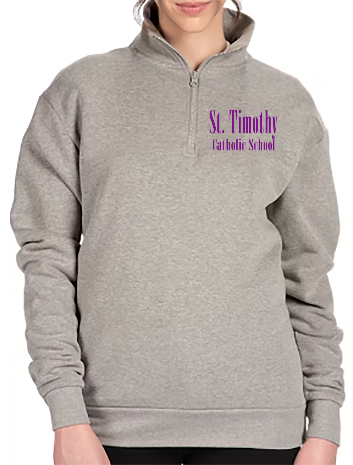 St Timothy Catholic School Puff Print 1/4 zip fleece