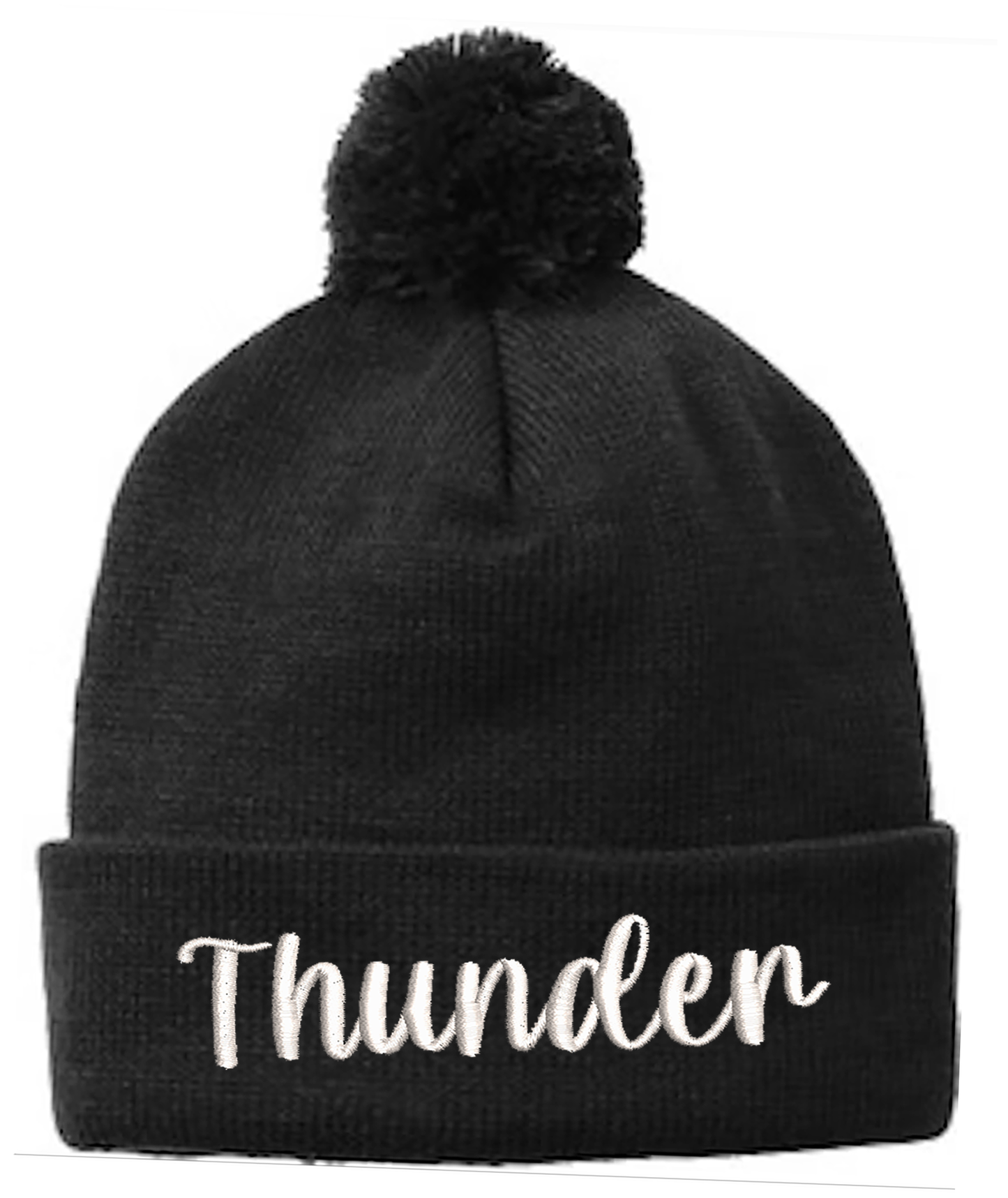 Embroidered Beanie with Pom