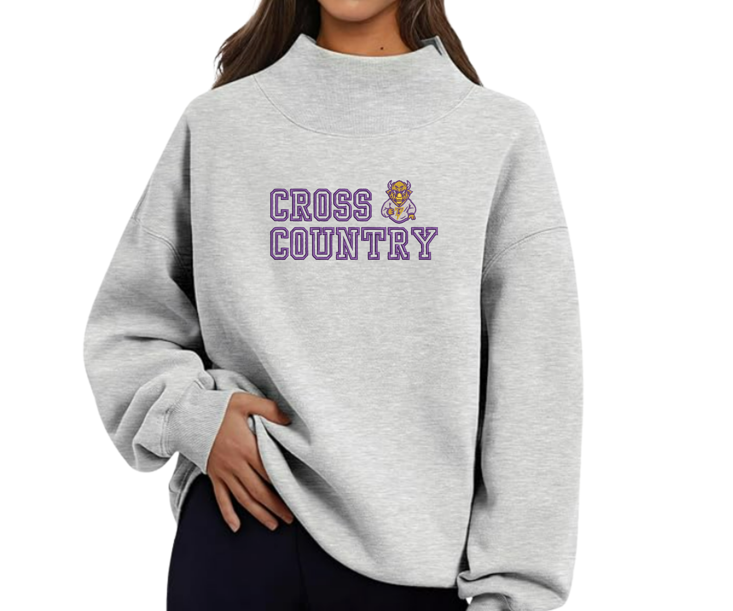 Embroidered St. Timothy Cross Country Mock Neck
