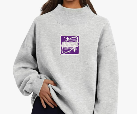 Embroidered Chrome Mock Neck