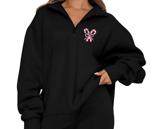 Embroidered Candy Cane Quarter Zip