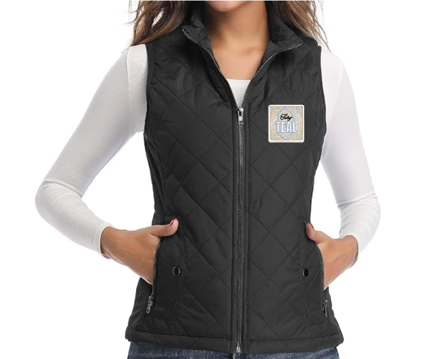 Embroidered Tiny Teal Vest