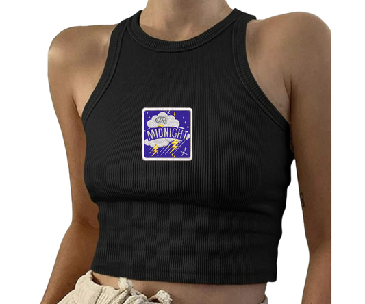Embroidered Midnight Cropped Tank