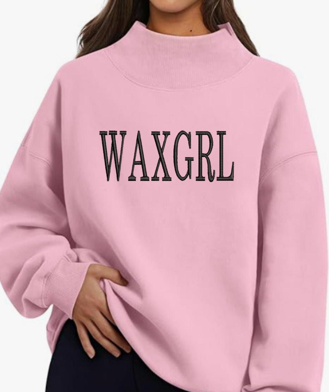 Embroidered WAXGRL Mock Neck