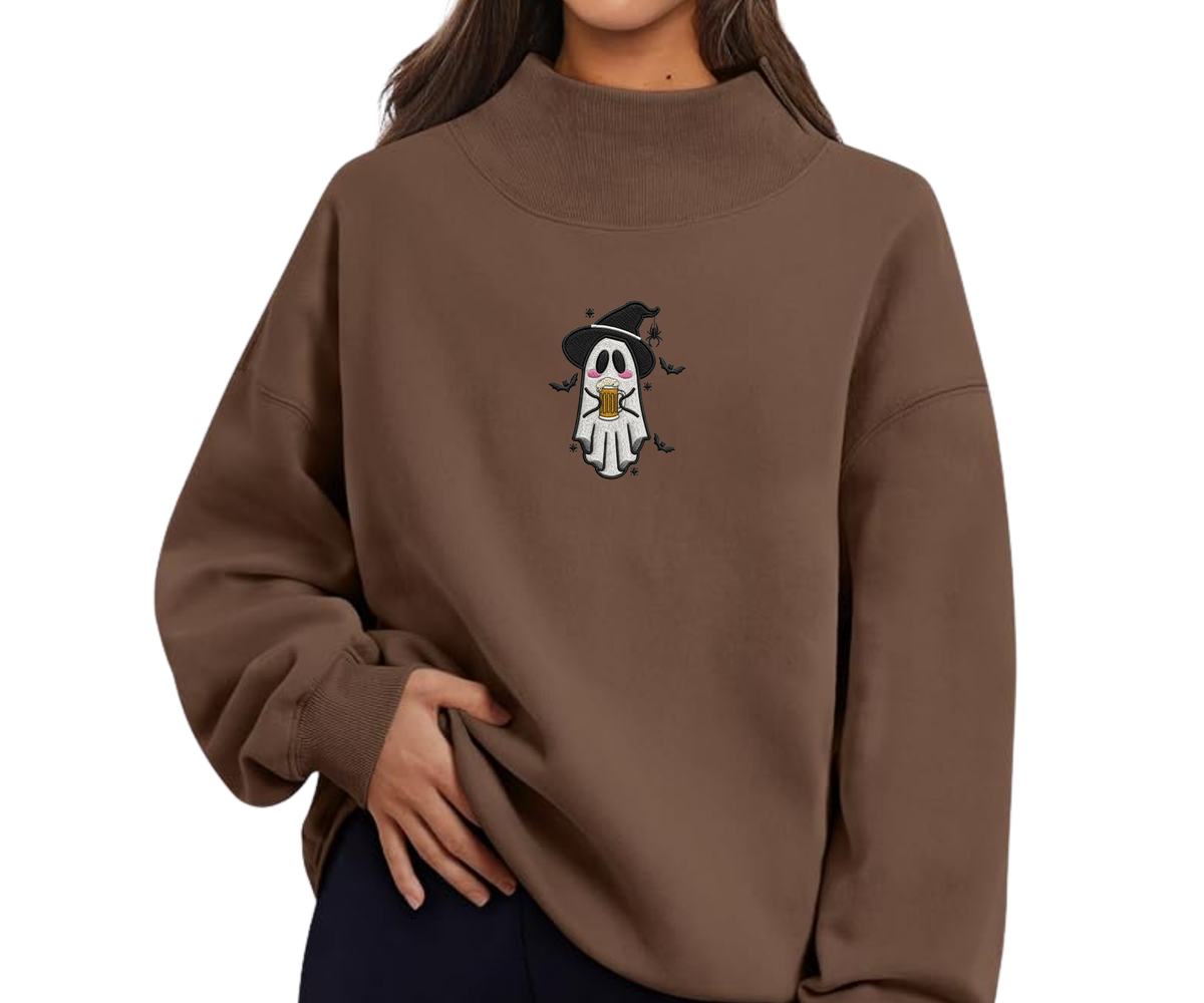 Embroidered Ghost Mock Neck OR Crewneck