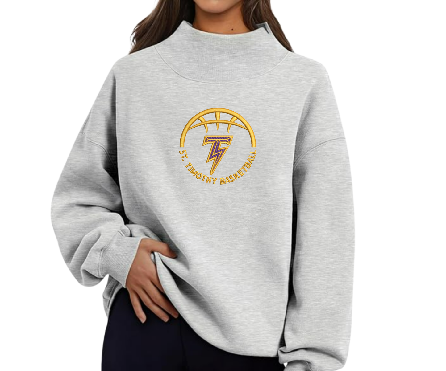 Embroidered St. Timothy Basketball Mock Neck