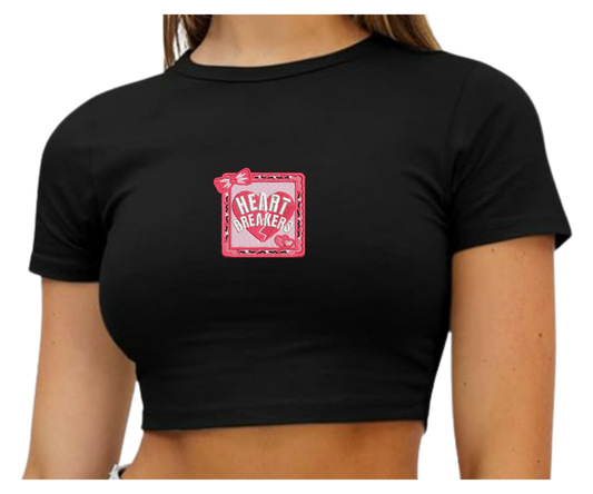Embroidered Heart Breakers Crop Top