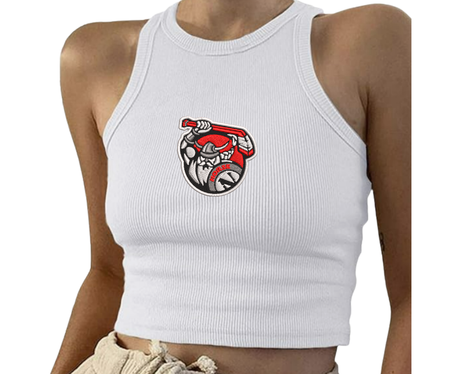 Embroidered Norse Hockey Cropped Tank