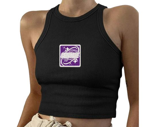 Embroidered Chrome Cropped Tank