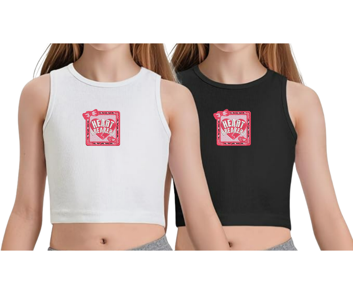 Embroidered Youth Heart Breakers Cropped Tank