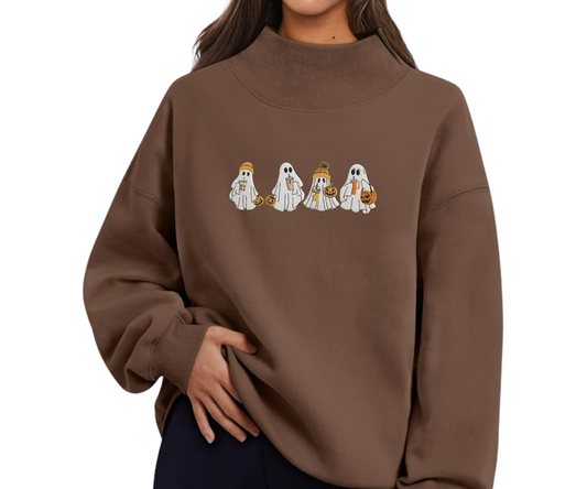Embroidered Ghost Mock Neck OR Crewneck