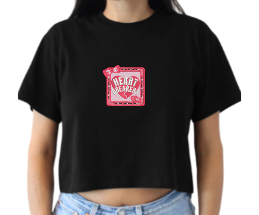 Embroidered Heart Breakers Crop Top