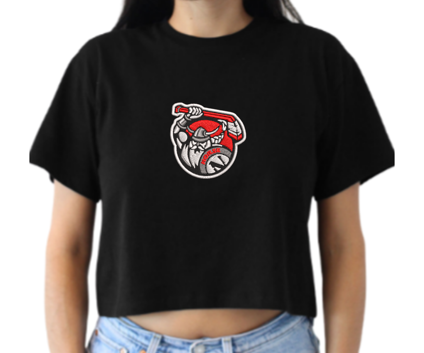 Embroidered Norse Hockey Crop Top