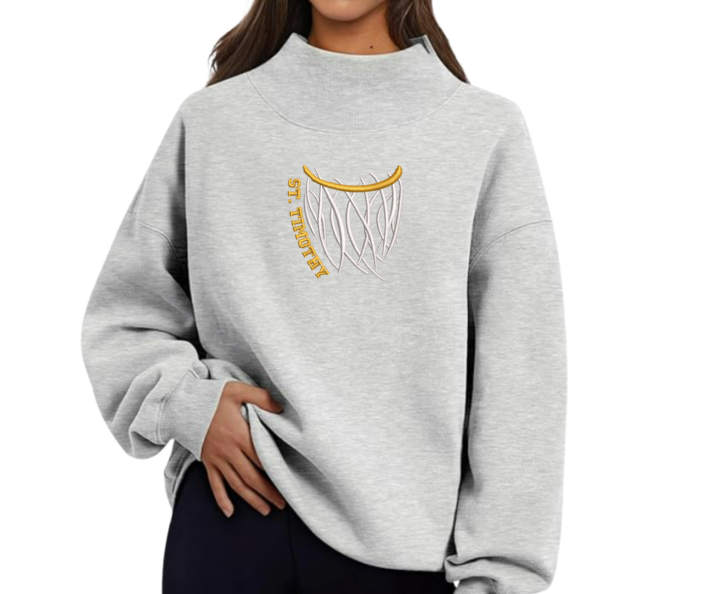 Embroidered St. Timothy Basketball Mock Neck