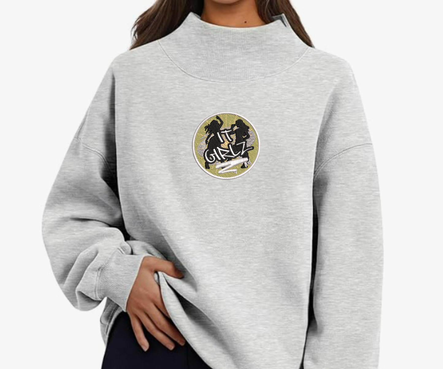 Embroidered It Girlz Mock Neck