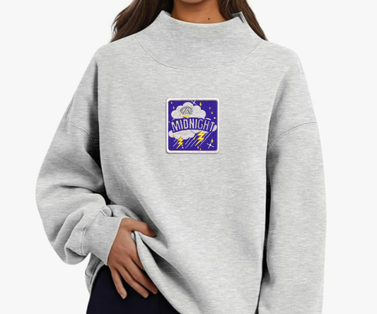 Embroidered Midnight Mock Neck