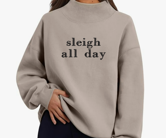 Embroidered Sleigh All Day Mock Neck