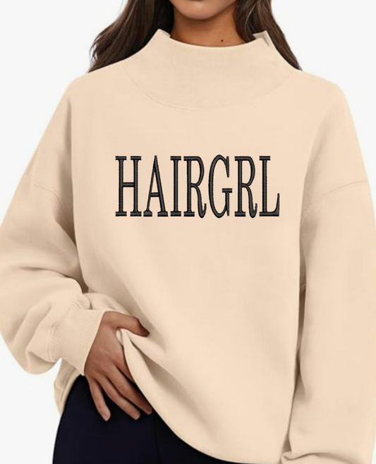 Embroidered HAIRGRL Mock Neck