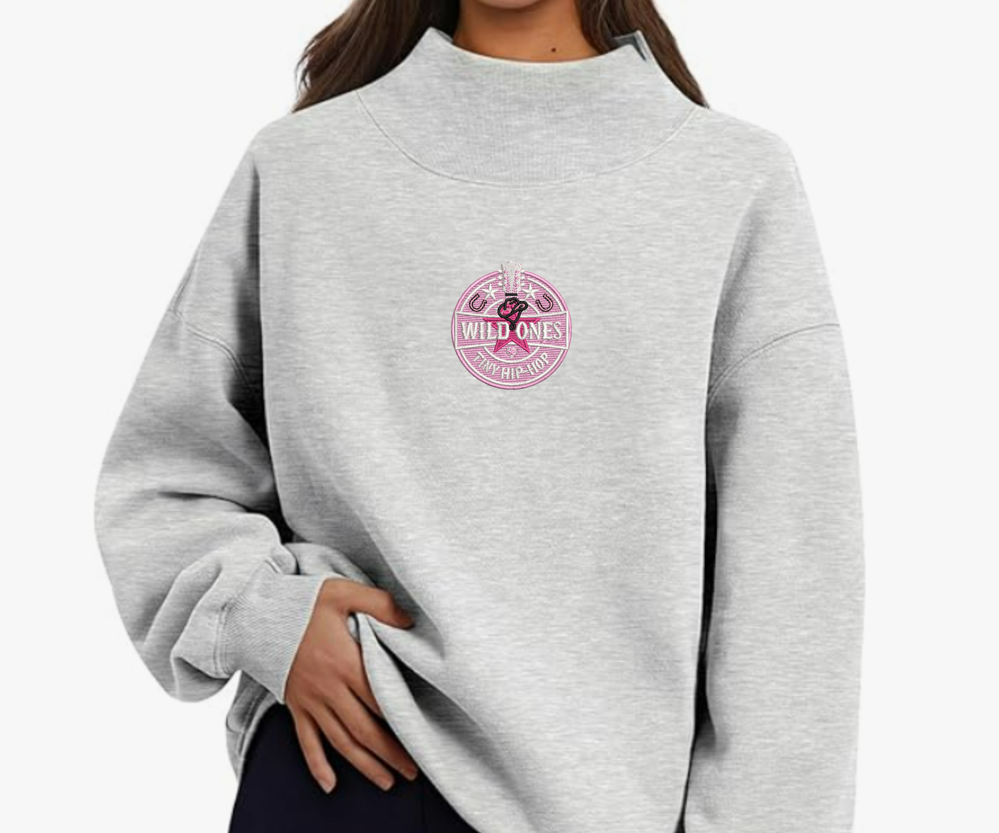 Embroidered Wild Ones Mock Neck