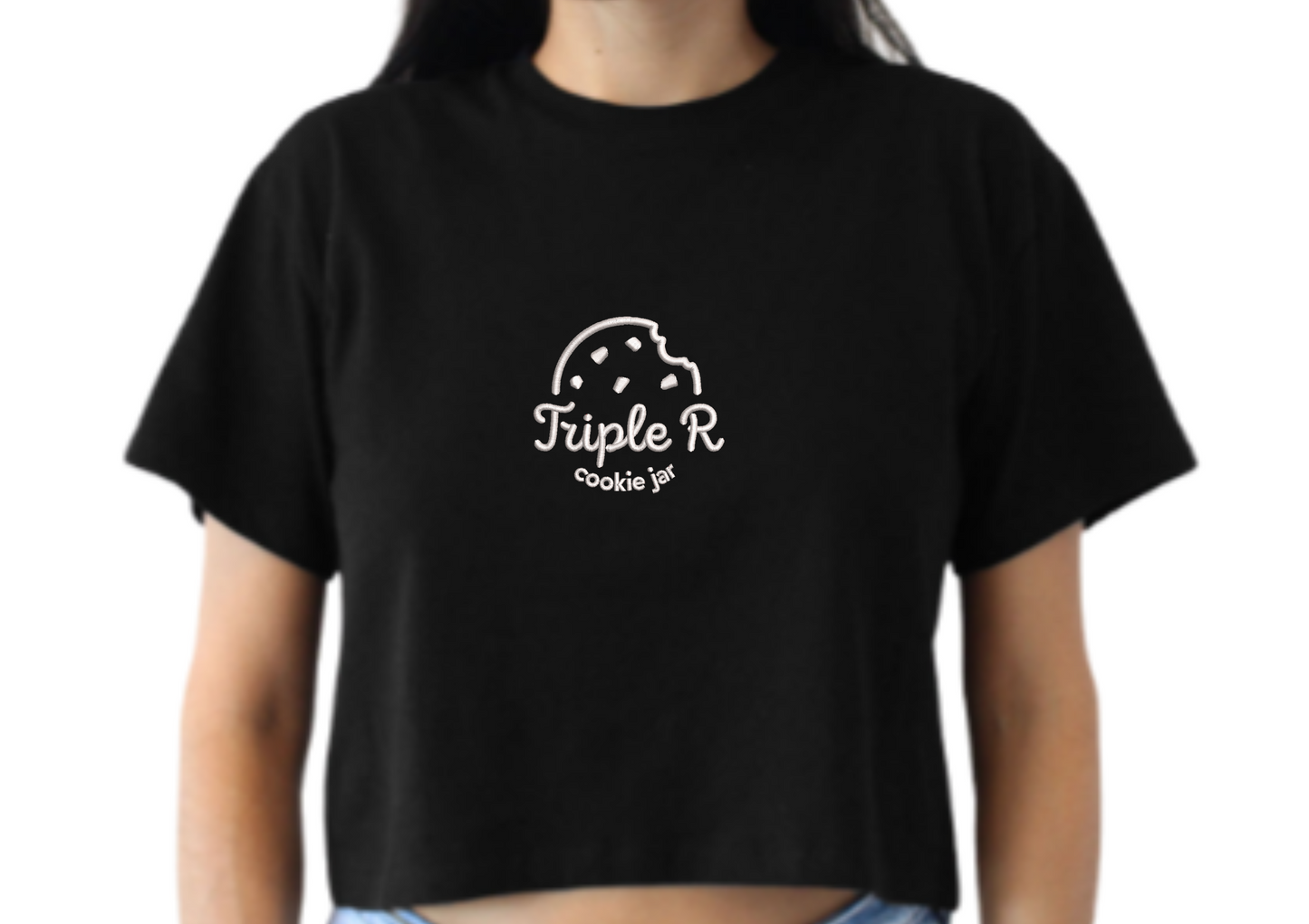 Embroidered Triple R Cookie Jar cropped baby tee