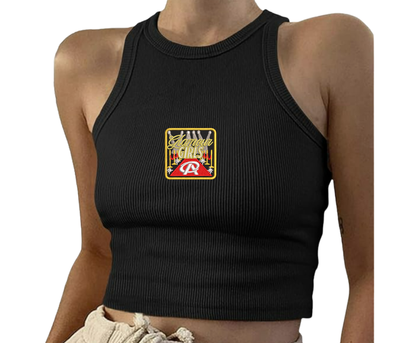 Embroidered Glamour Girls Cropped Tank