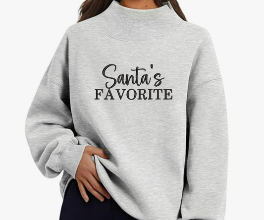 Embroidered Santa’s Favorite Mock Neck