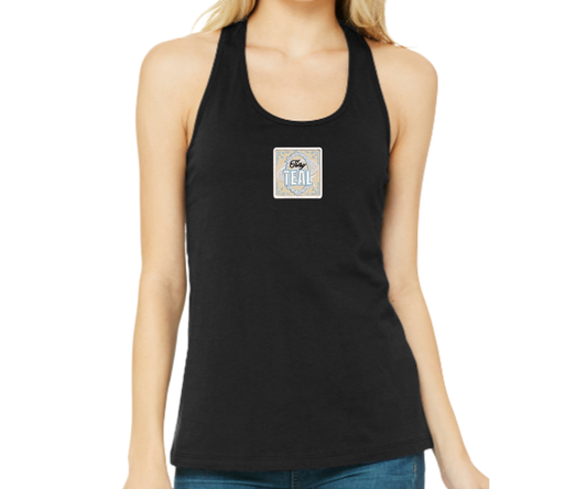 Embroidered Tiny Teal Tank Top