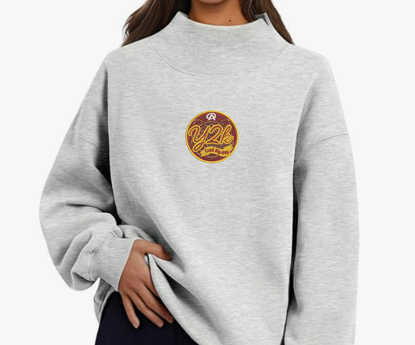 Embroidered Y2K Mock Neck