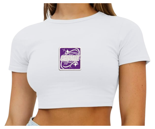 Embroidered Chrome Crop Top