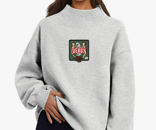 Embroidered Derby Mock Neck