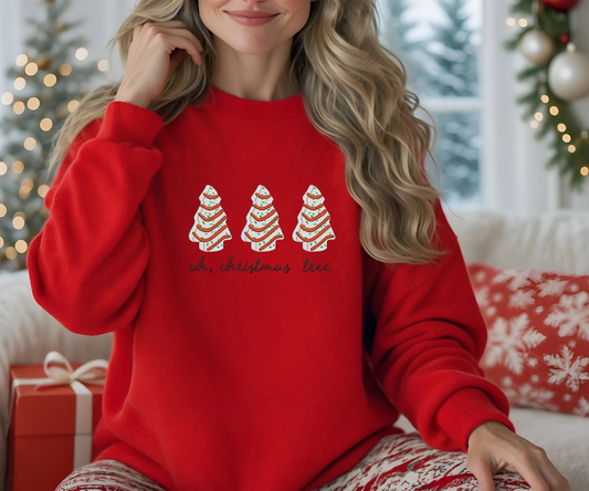 Embroidered Christmas Tree Snack Cake Crewneck
